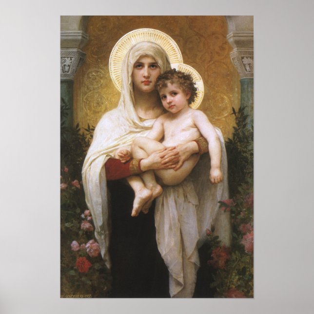 Affiches Madone des Roses de Bouguereau (Devant)