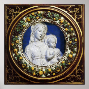 AFFICHES MADONNA AVEC ENFANT RENAISSANCE FLORAL CROWN