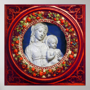 AFFICHES MADONNA AVEC ENFANT RENAISSANCE FLORAL CROWN