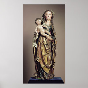 Affiches Madonna et enfant, sculpture en bois