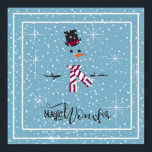 Affiches Magic and Wonder Christmas Snowman Blue ID440<br><div class="desc">Belle affiche minimaliste de fin d'année, avec un bonhomme de neige stylisé encadré en blanc sur un arrière - plan bleu cadet parsemé de flocons de neige et d'étoiles. La typographie branchée de 'Magic and Wonder' complète le design. Ajoutez un nom à personnaliser si vous le souhaitez. Recherchez ID440 pour...</div>