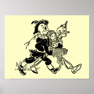 Affiches Magicien vintage d'Oz Dorothy dormant avec des pav