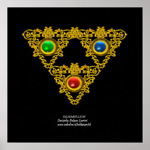 AFFICHES MAGIQUE ELFIC TALISMAN /GOLD TRIANGLE AVEC GEMSTON