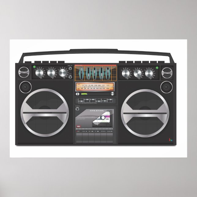 Affiches Magnétophone à cassettes Boombox (Devant)