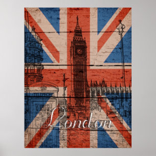 Affiches Magnifique grunge en bois cool tendance U.k. Fanio