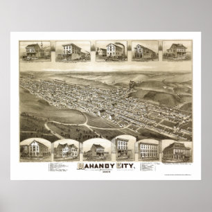 Affiches Mahanoy City, PA Carte panoramique - 1889