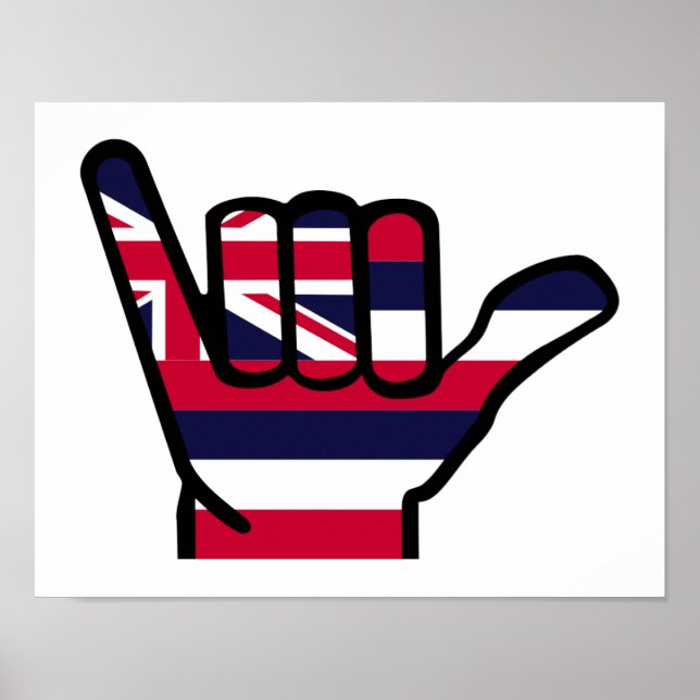 Affiches Main du drapeau hawaïen (Devant)