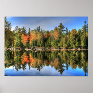 Affiches Maine Automne automne Foliage Lake Réflexions