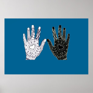 Affiches Mains d'amitié noir et blanc