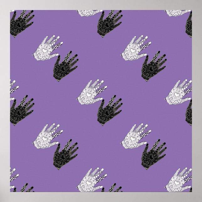 Affiches Mains d'amitié noir et blanc (Devant)