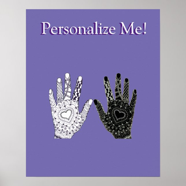 Affiches Mains d'amitié noir et blanc (Devant)