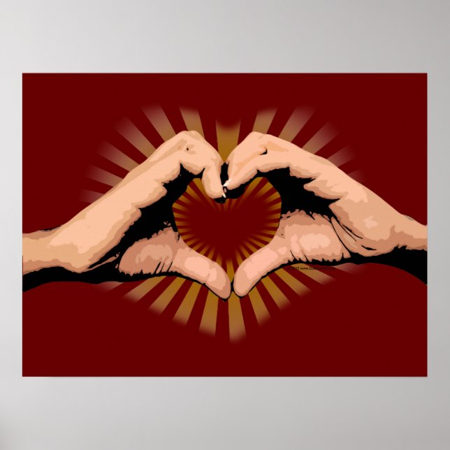 Affiches Mains en forme de cœur, dessin d'amour (Devant)