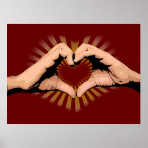 Affiches Mains sous forme de coeur, conception d'amour
