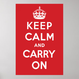 Affiches Maintenez calme et continuez l'affiche - rouge