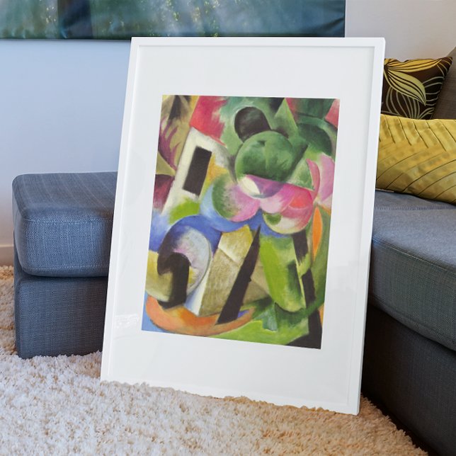 Affiches Maison avec des arbres par Franz Marc, Beaux-arts  (Créateur téléchargé)