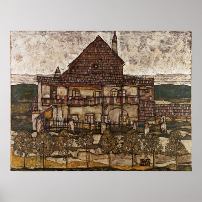Affiches Maison avec toit en bardeau par Egon Schiele (Devant)