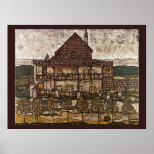 Affiches Maison avec un toit de bardeaux par Egon Schiele
