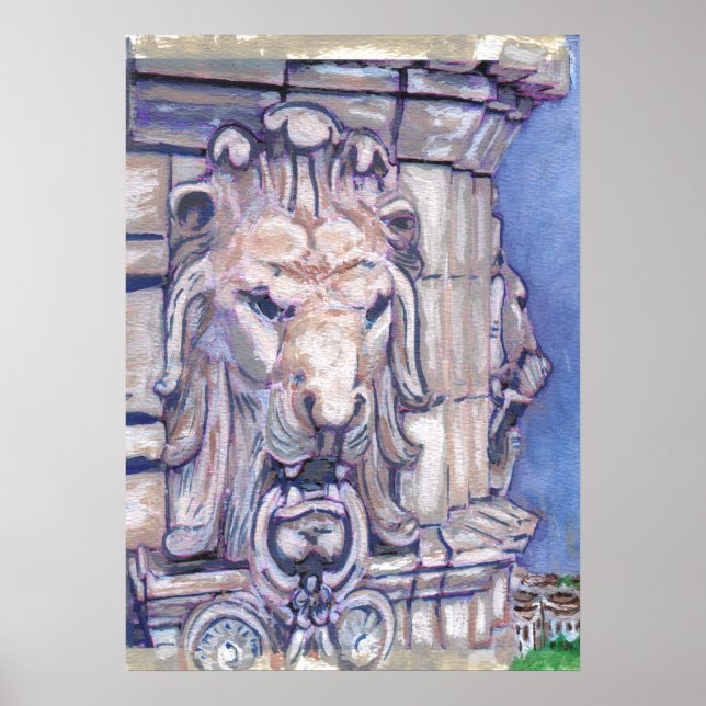 Affiches Maison Blanche Bâtiment Tête Lion (Devant)