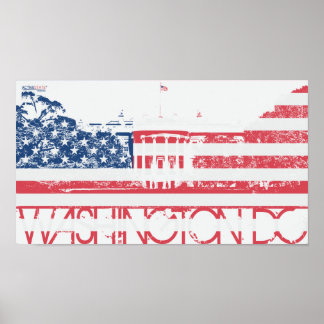 Affiches Maison Blanche - Washington DC - Drapeau des États