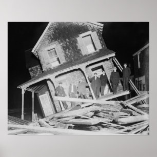 Affiches Maison endommagée par la tempête, 1914. Photo vint