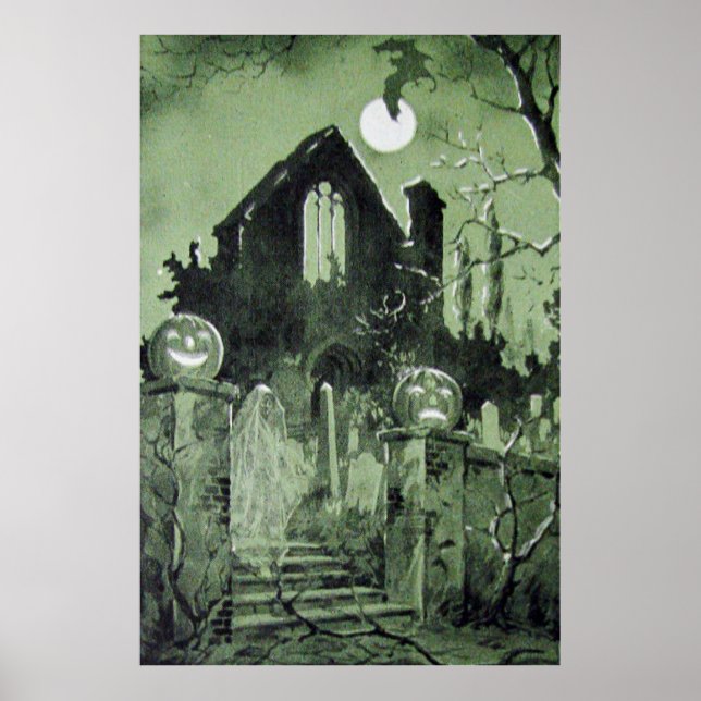 Affiches Maison hantée Jack O'Lantern Lune Fantôme (Devant)
