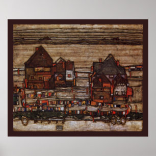 Affiches Maisons avec buanderie par Egon Schiele