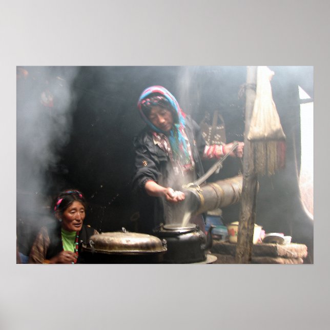 Affiches Making Butter Tea (Photo de David Berry) (Devant)
