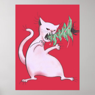 Affiches Mal Noël Chat - Vacances amusantes