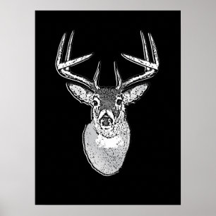 Affiches Mâle sur les cerfs communs noirs audacieux de
