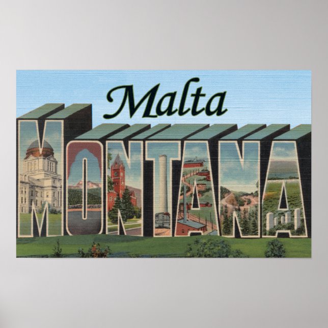 Affiches Malte, MontanaGrandes lettres ScènesMalte, MT (Devant)