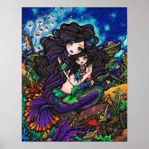 Affiches Maman & Baby Mermaid Imaginaire Marine Art Hannah