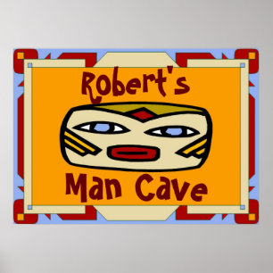 Affiches Man Cave Sign (modifier le nom)