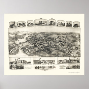 Affiches Manchaug, carte panoramique de mA - 1891