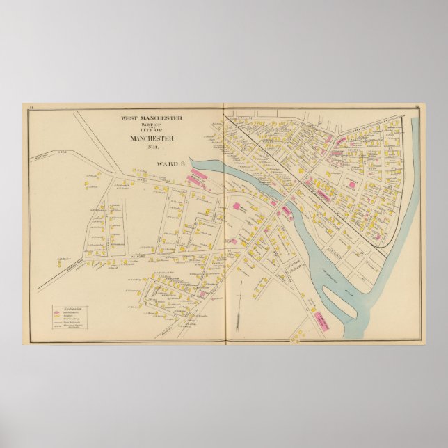 Affiches Manchester, NH, W Manchester, Ward 8 (Devant)