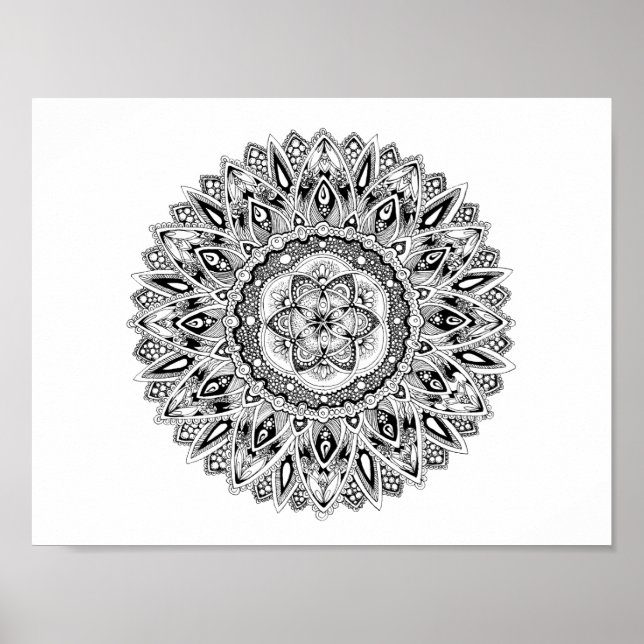Affiches Mandala à fleurs avec semence de vie (Devant)