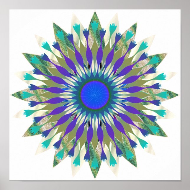 Affiches Mandala Damask Lotus Flower Art élégant (Devant)
