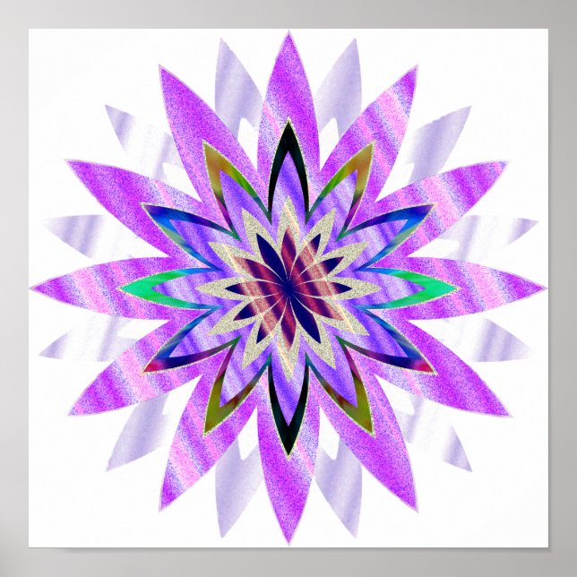 Affiches Mandala Damask Lotus Flower Art élégant (Devant)