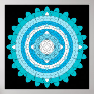 Affiches Mandala de Lotus de pétale du bleu mille