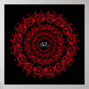 Affiches mandala des vélos rouges