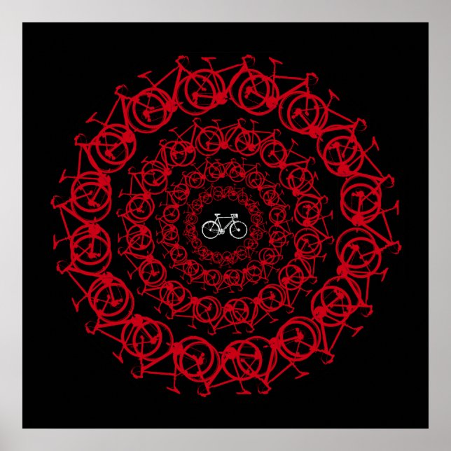 Affiches mandala des vélos rouges (Devant)