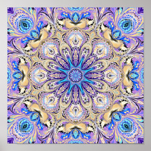 Affiches Mandala en violet, bleu et or