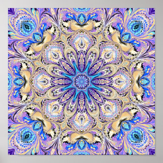 Affiches Mandala en violet, bleu et or