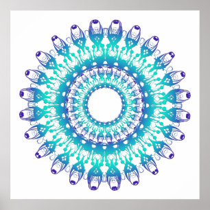 Affiches mandala ethnique turquoise.