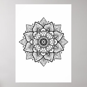 Affiches Mandala noir en blanc