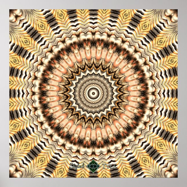 Affiches Mandala Ondulations Dorées (Devant)