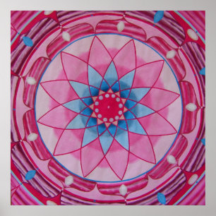 Affiches Mandala rose de fleur