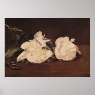 Affiches Manet   Branche des pivoines blanches et des sécat