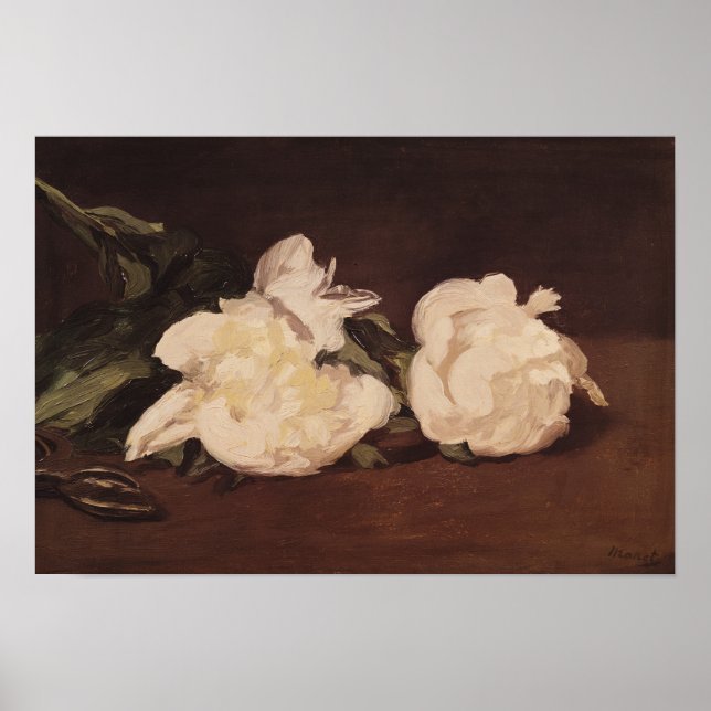 Affiches Manet | Branche des pivoines blanches et des sécat (Devant)