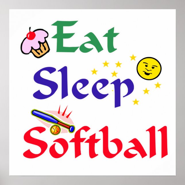 Affiches Mange Sleep Softball (Devant)