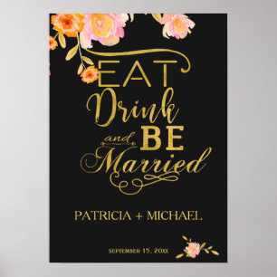 Affiches Mangez boire et être marié élégant faux or mariage